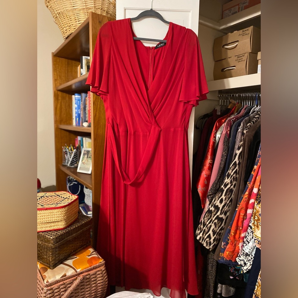 Ralph Lauren NWT Size 18 Chiffon Red Dress